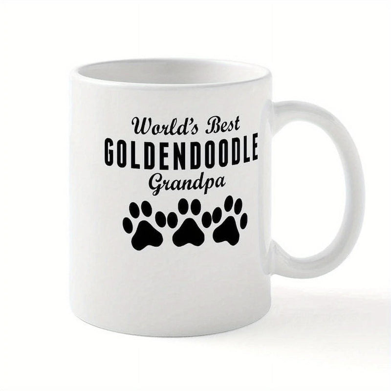 Tailorly White Ceramic 11 oz Mug - World's Best Goldendoodle Grandpa Minimalist Black Paw Prints Arranged Under Bold Elegant Typography Mug