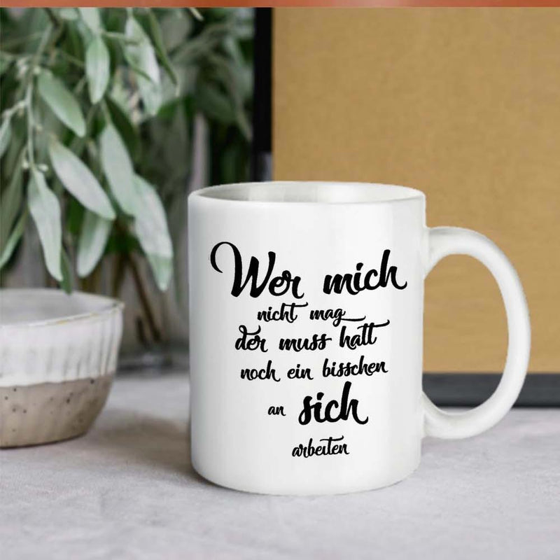 Tailorly White Ceramic 11 oz Mug - Clean With Minimalist Artistic Script Font Finished Mug