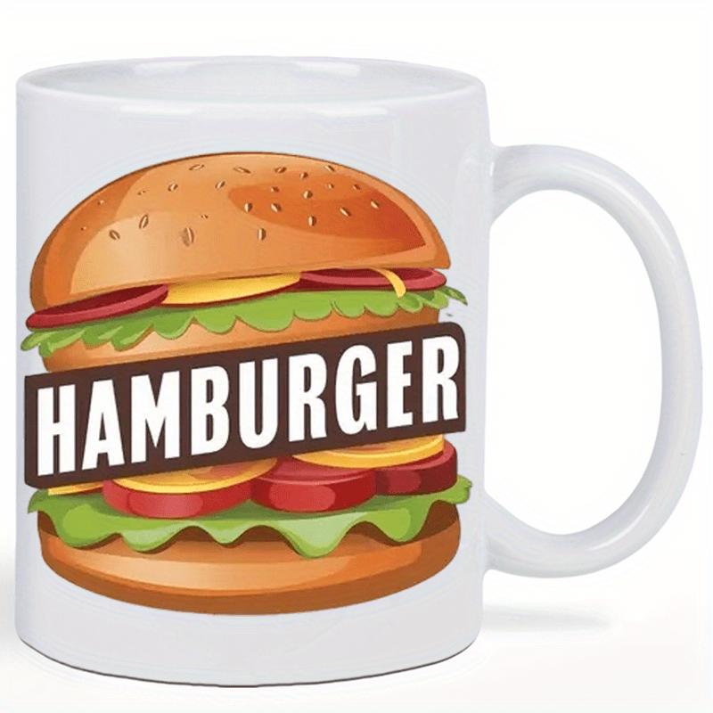 Tailorly White Ceramic 11 oz Mug - Hamburger Delicious Layered Double Beef With Fresh Lettuce And Tomato Hamburger