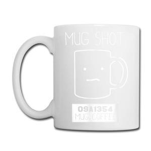 Tailorly White Ceramic 11 oz Mug - Mug Shot Mug Life Minimalist Outline Of A Grumpy Cartoon Character On A