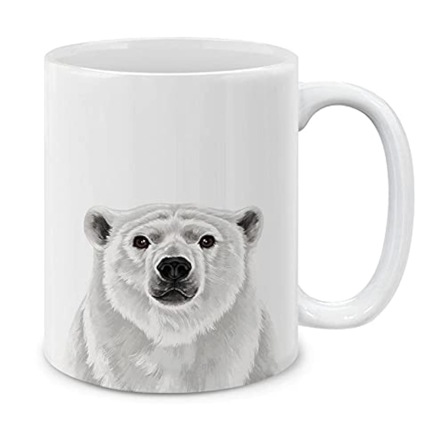 Tailorly White Ceramic 11 oz Mug - Majestic Arctic Predator Realistic Monochrome Wildlife Depiction Polar Bear