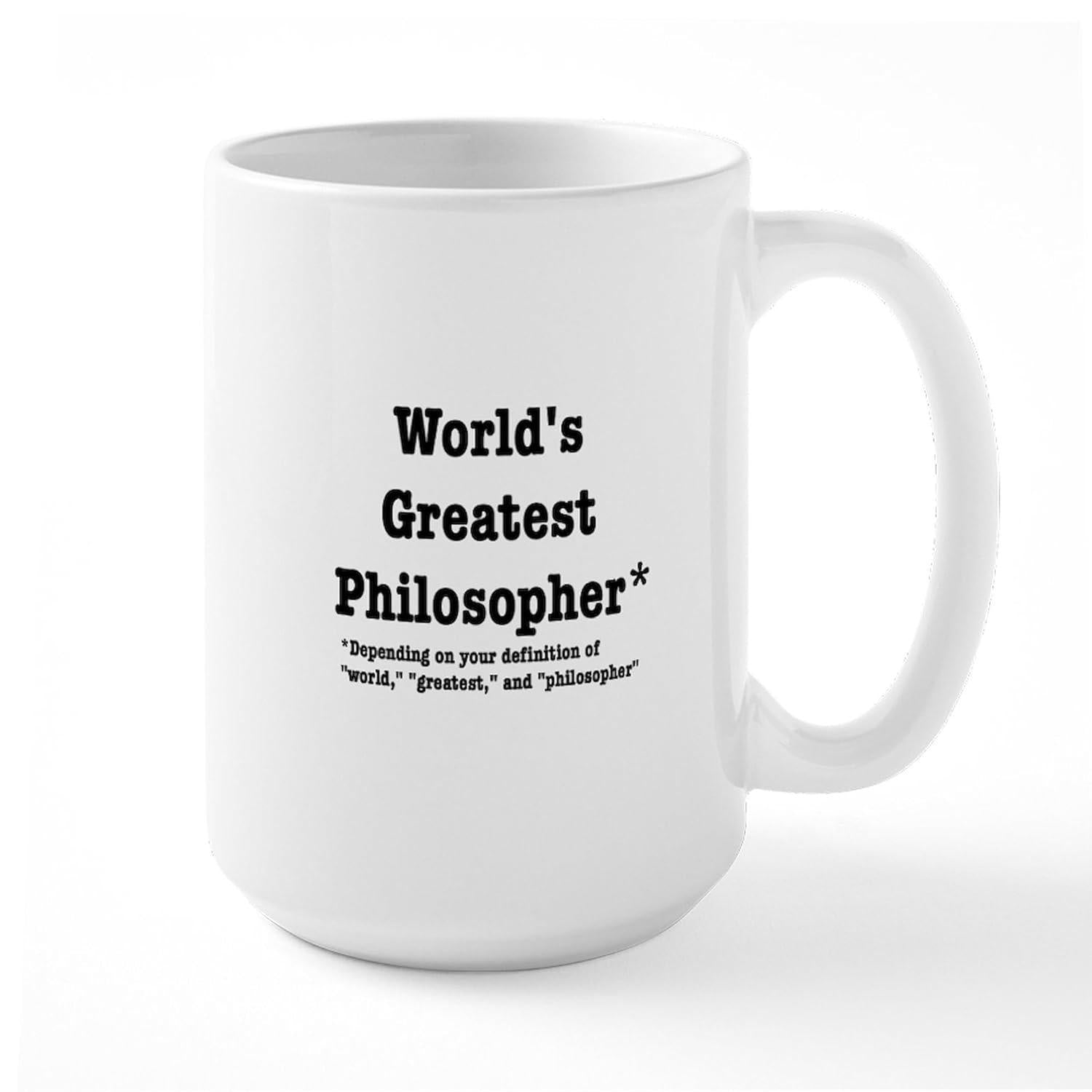 Tailorly White Ceramic 11 oz Mug - World's Greatest Philosopher Sleek Minimalist Ceramic Surface With Simple Bold Black Typography Printed Mug