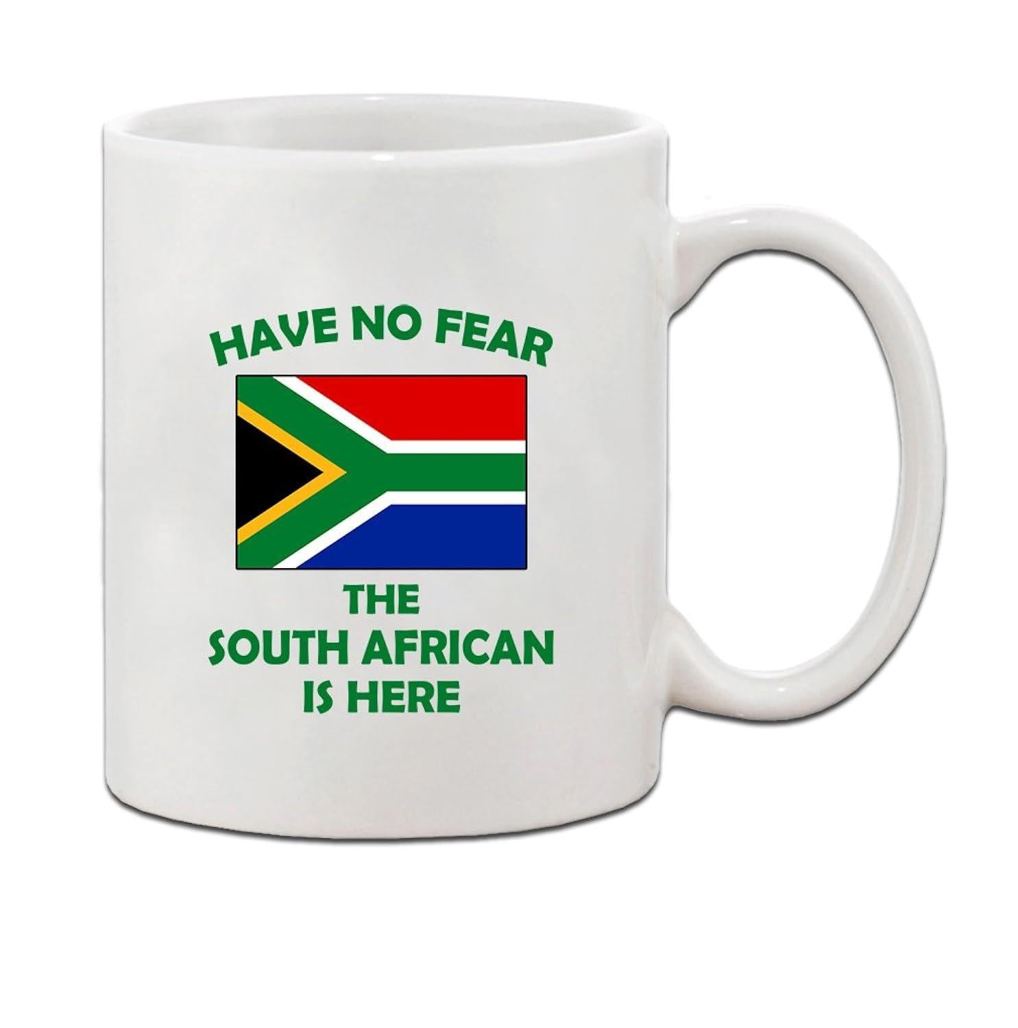 Tailorly White Ceramic 11 oz Mug - Have No Fear The South African Is Here Vibrant National Symbol Featuring Iconic Geometric Stripes And Bold Colors Flag