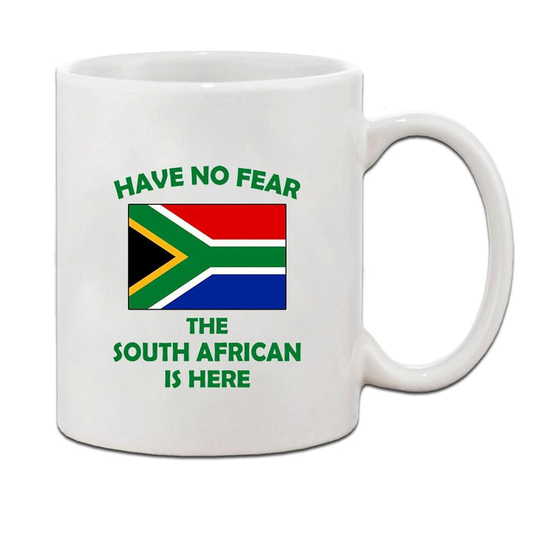 Tailorly White Ceramic 11 oz Mug - Have No Fear The South African Is Here Vibrant National Symbol Featuring Iconic Geometric Stripes And Bold Colors Flag