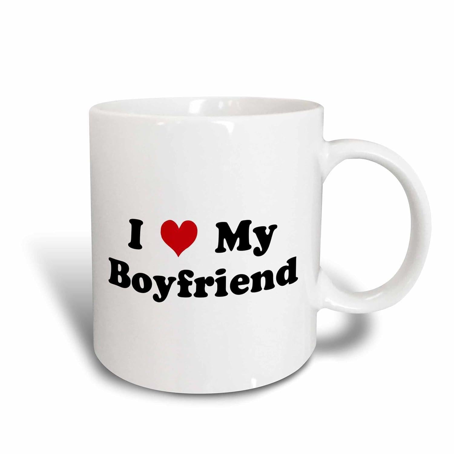 Tailorly White Ceramic 11 oz Mug - I My Boyfriend Minimalist Red Heart Icon Floating Between Bold Serif Printed Words Heart