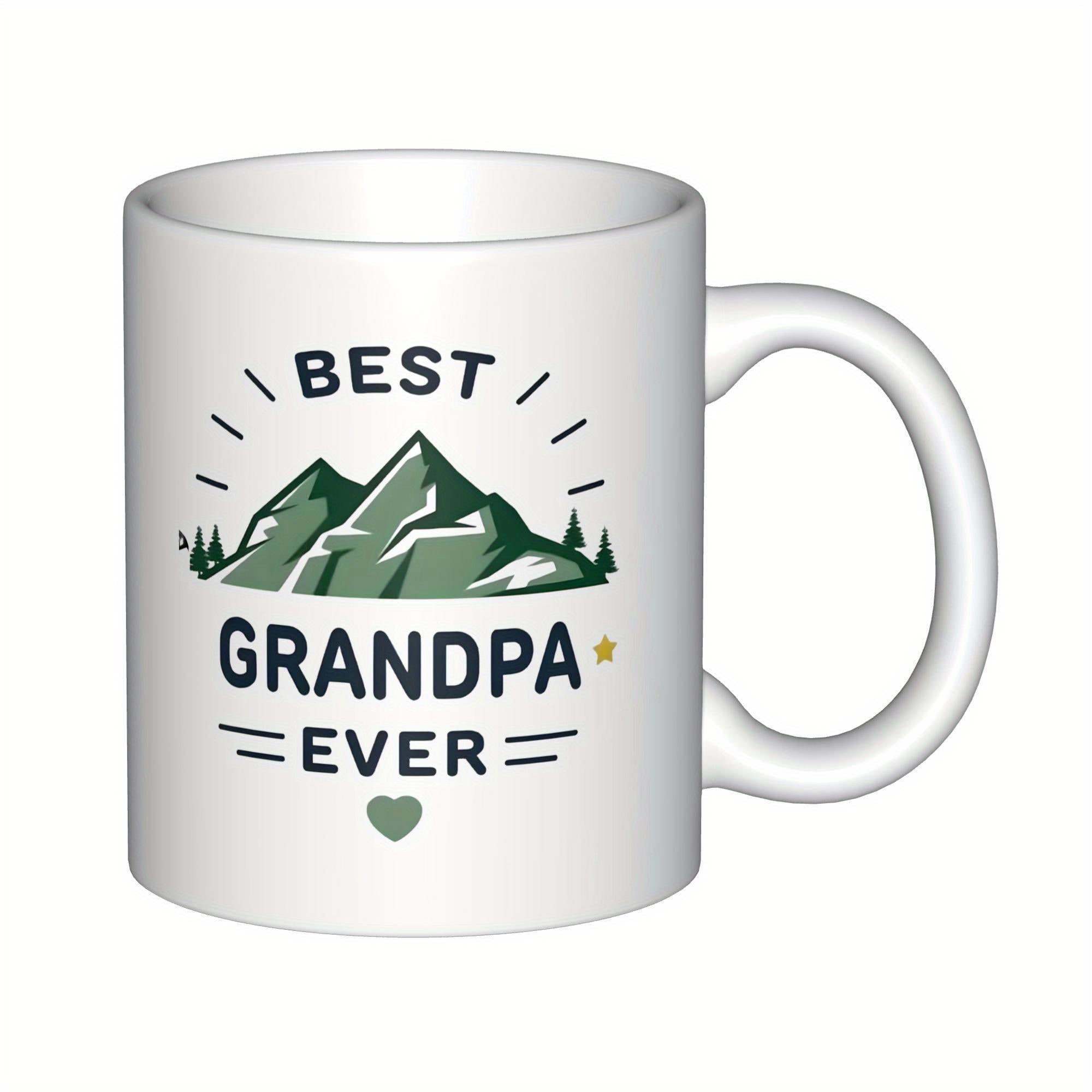 Tailorly White Ceramic 11 oz Mug - Best Grandpa Ever Majestic Green Snow Capped Peaks Surrounded By Evergreen Forest Pine Trees Mountain