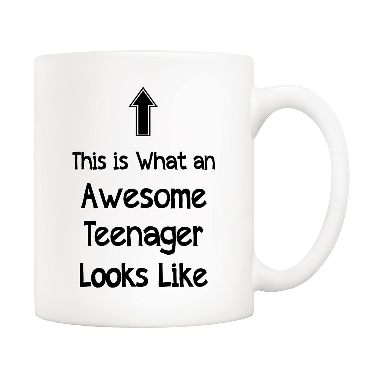 Tailorly White Ceramic 11 oz Mug - This Is What An Awesome Teenager Looks Like Minimalist White Ceramic With Bold Black Arrow And Humorous Mug