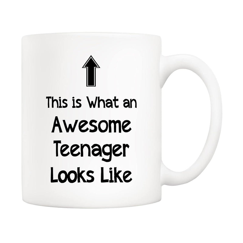 Tailorly White Ceramic 11 oz Mug - This Is What An Awesome Teenager Looks Like Minimalist White Ceramic With Bold Black Arrow And Humorous Mug