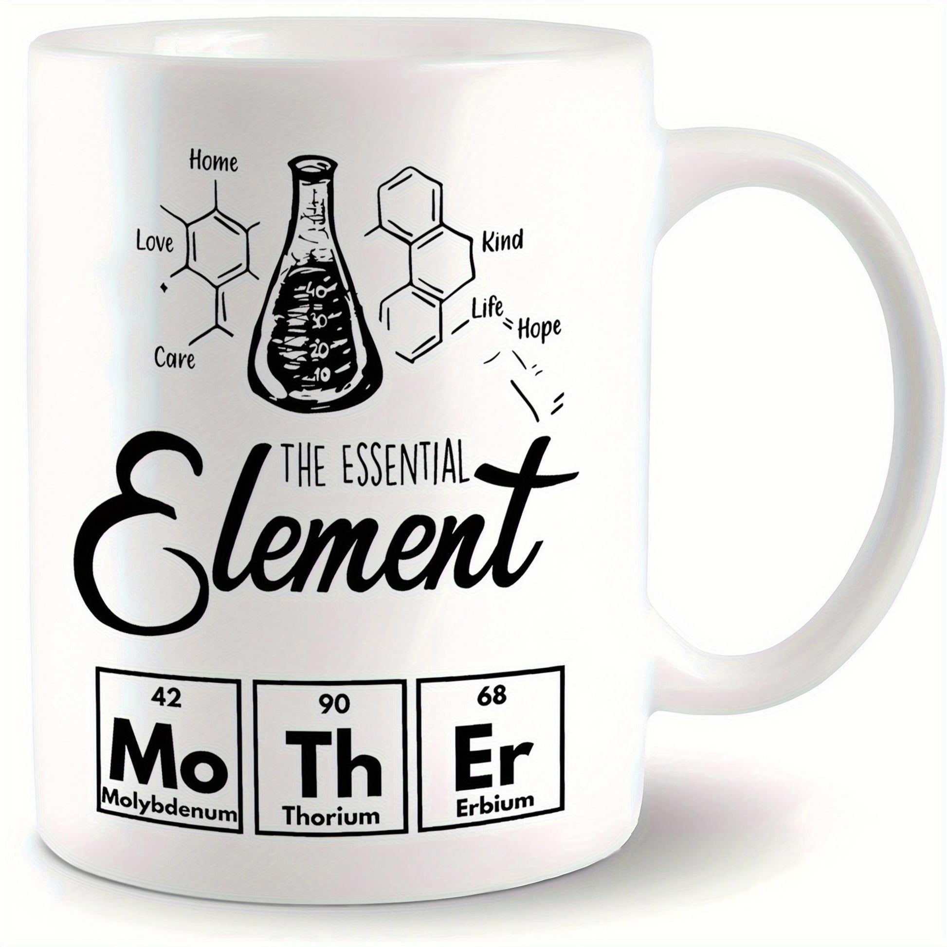 Tailorly White Ceramic 11 oz Mug - The Essential Element Mother Vintage Scientific Flask With Molecular Bonds And Periodic Table Symbols Flask