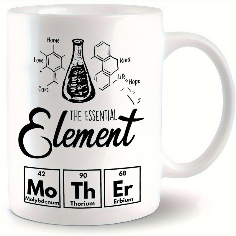 Tailorly White Ceramic 11 oz Mug - The Essential Element Mother Vintage Scientific Flask With Molecular Bonds And Periodic Table Symbols Flask
