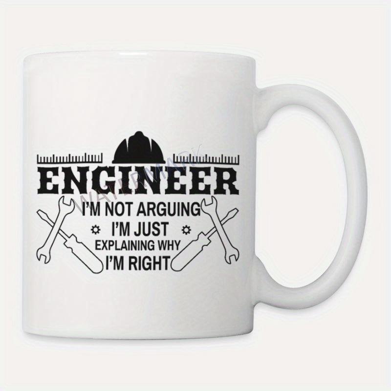 Tailorly White Ceramic 11 oz Mug - Engineer Im Not Arguing Im Just Explaining Why Im Right Professional Industrial Construction Tools Surrounded By A Safety Helmet