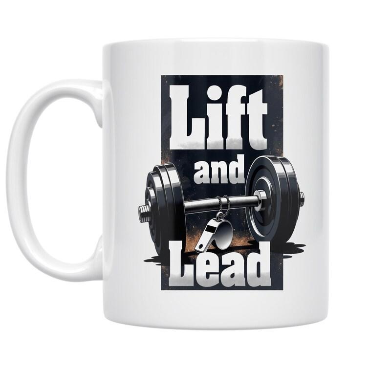 Tailorly White Ceramic 11 oz Mug - Lift And Lead Powerful Heavy Metal Weights With Whistle Integrated Into Design Barbell