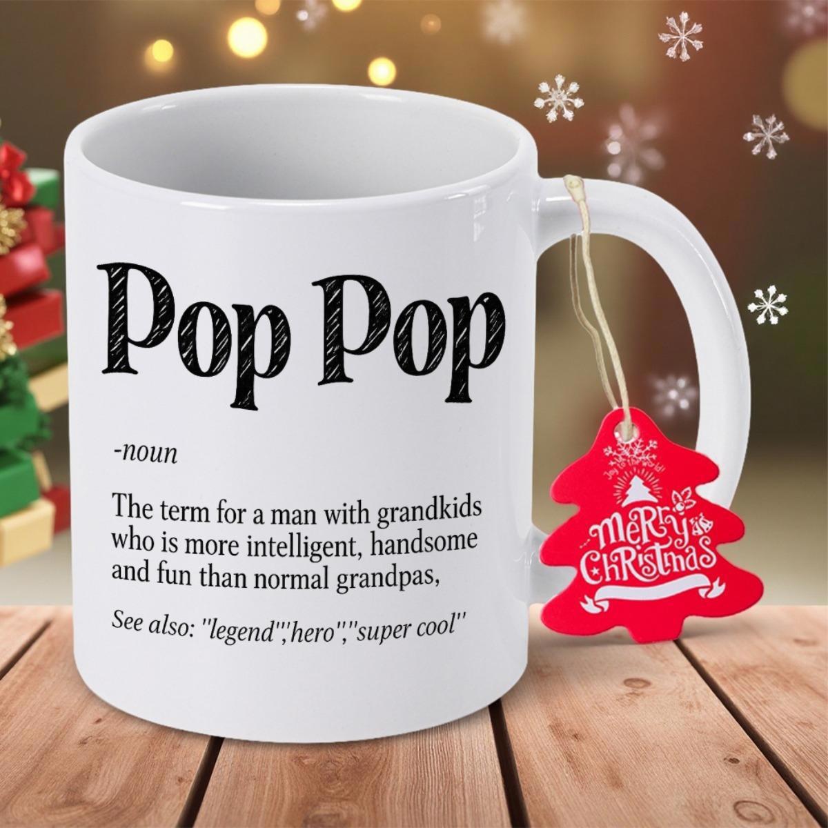Tailorly White Ceramic 11 oz Mug - Pop Pop Classic Dictionary Definition Text Printed On A Smooth Ceramic