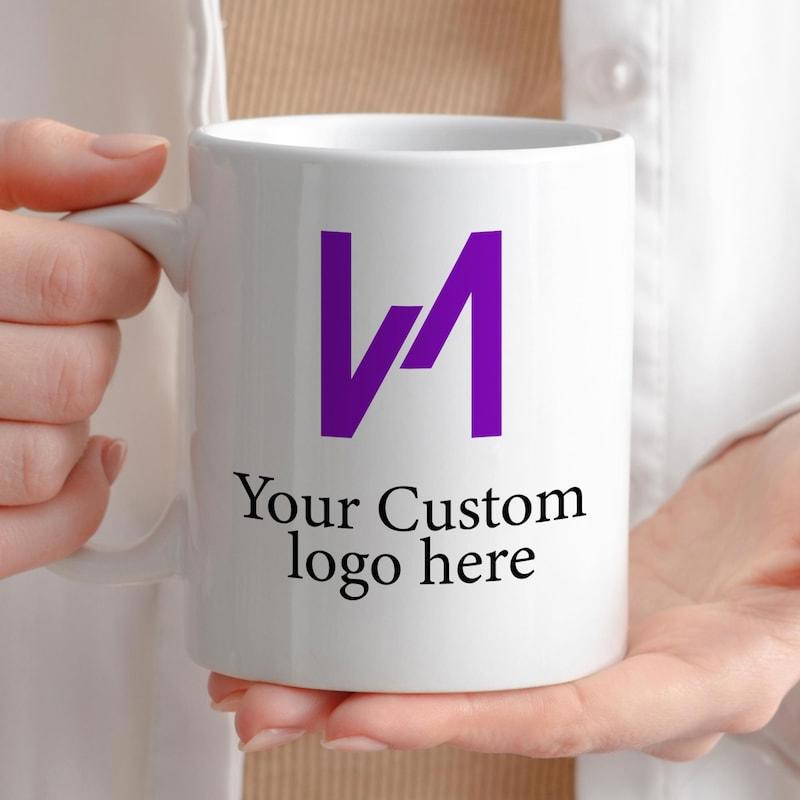 Tailorly White Ceramic 11 oz Mug - Your Custom Logo Here Minimalist Purple Geometric Abstract Design Printed On A Classic