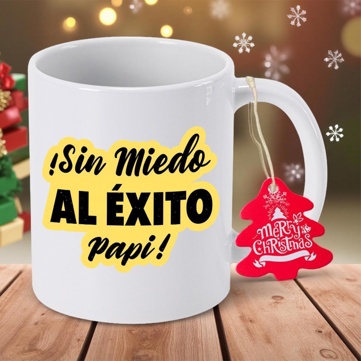 Tailorly White Ceramic 11 oz Mug - Merry Christmas Minimalist White Ceramic Container With Festive Red Tree Shaped Hanging Tag Mug