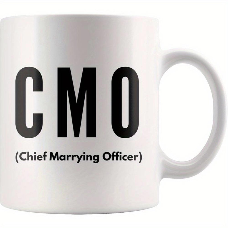 Tailorly White Ceramic 11 oz Mug - CMO Chief Marrying Officer Elegant Featuring Bold Black Lettering Mug
