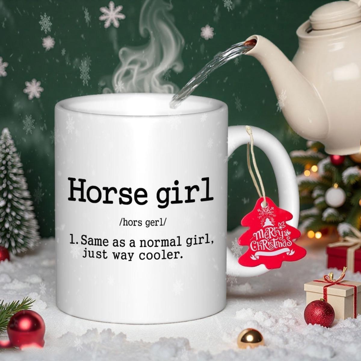 Tailorly White Ceramic 11 oz Mug - Horse Girl Same As A Normal Girl Just Way Cooler Minimalist Typewriter Font With Dictionary Definition Style Aesthetic Horse