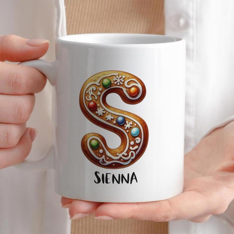 Tailorly White Ceramic 11 oz Mug - Sienna Festive Christmas Cookie With Colorful Candy Ornaments And White Icing Gingerbread