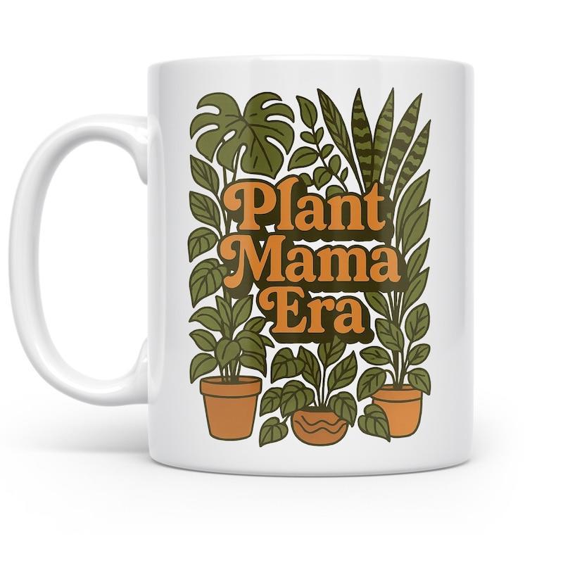 Tailorly White Ceramic 11 oz Mug - Plant Mama Era Lush Green Potted Foliage Growing Among Vintage Terracotta Pots Plant