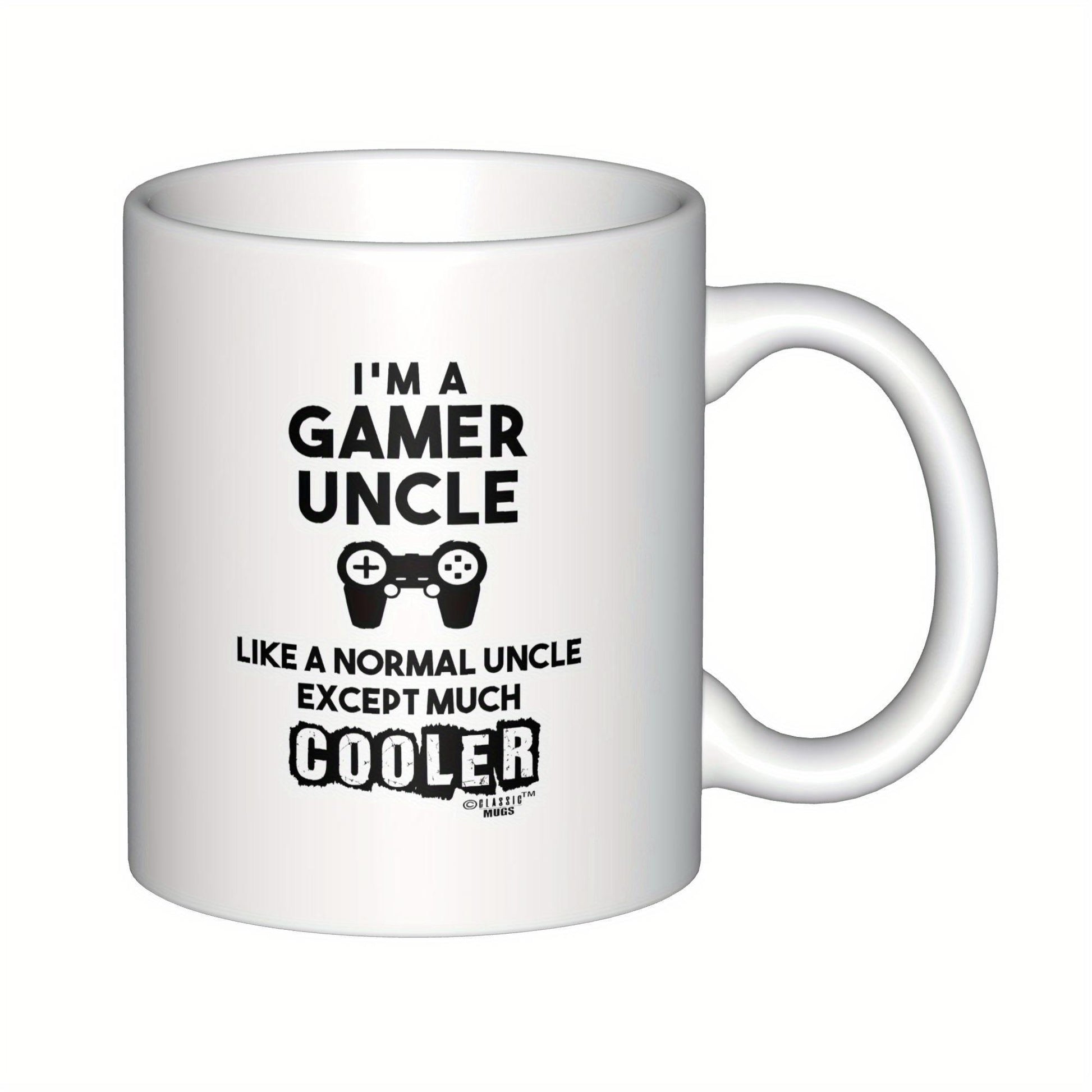 Tailorly White Ceramic 11 oz Mug - I M A Gamer Uncle Like A Normal Uncle Except Much Cooler Minimalist Silhouette Of A Classic Gaming Controller Centered In Bold