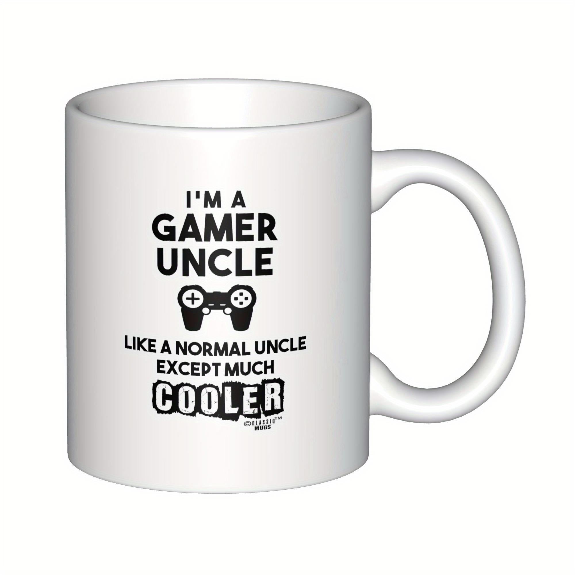Tailorly White Ceramic 11 oz Mug - I M A Gamer Uncle Like A Normal Uncle Except Much Cooler Minimalist Silhouette Of A Classic Gaming Controller Centered In Bold