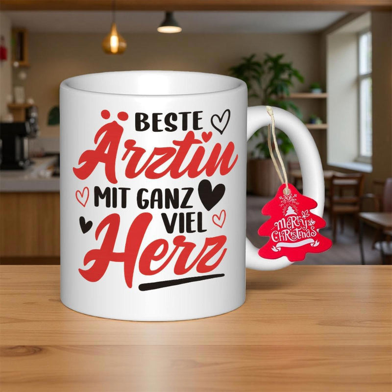 Tailorly White Ceramic 11 oz Mug - Ceramic White Vessel Decorated With Multiple Hearts And Artistic Lettering Mug