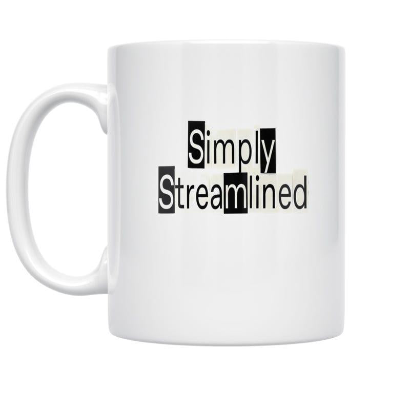 Tailorly White Ceramic 11 oz Mug - Simply Streamlined Minimalist Black And White Text Boxes Arranged On A Plain