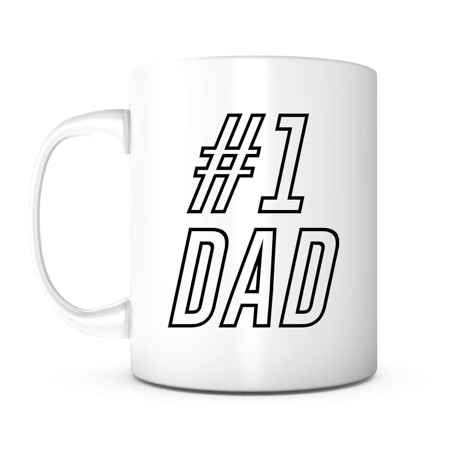 Tailorly White Ceramic 11 oz Mug - 1 Dad Bold Black Outlined Italicized Lettering Set On A Minimalist Surface Typography