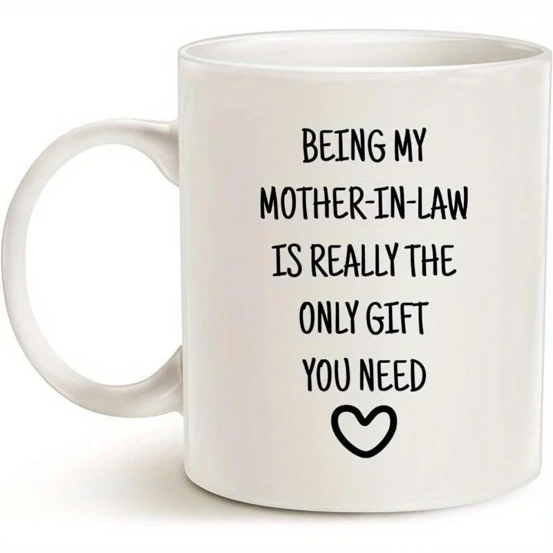 Tailorly White Ceramic 11 oz Mug - Being My Mother In Law Is Really The Only Gift You Need Minimalist Black Ink Small Heart Icon Centered On Smooth White Surface
