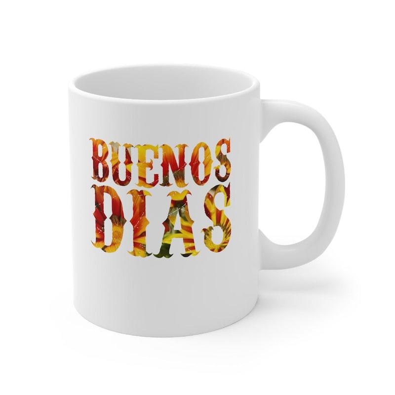 Tailorly White Ceramic 11 oz Mug - Vibrant Botanical Textures Captured Inside Artistic Vintage Style Decorative Bold Serif