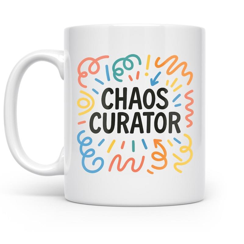 Tailorly White Ceramic 11 oz Mug - Chaos Curator Colorful Abstract Hand Drawn Squiggles And Playful Decorative Shapes Mug