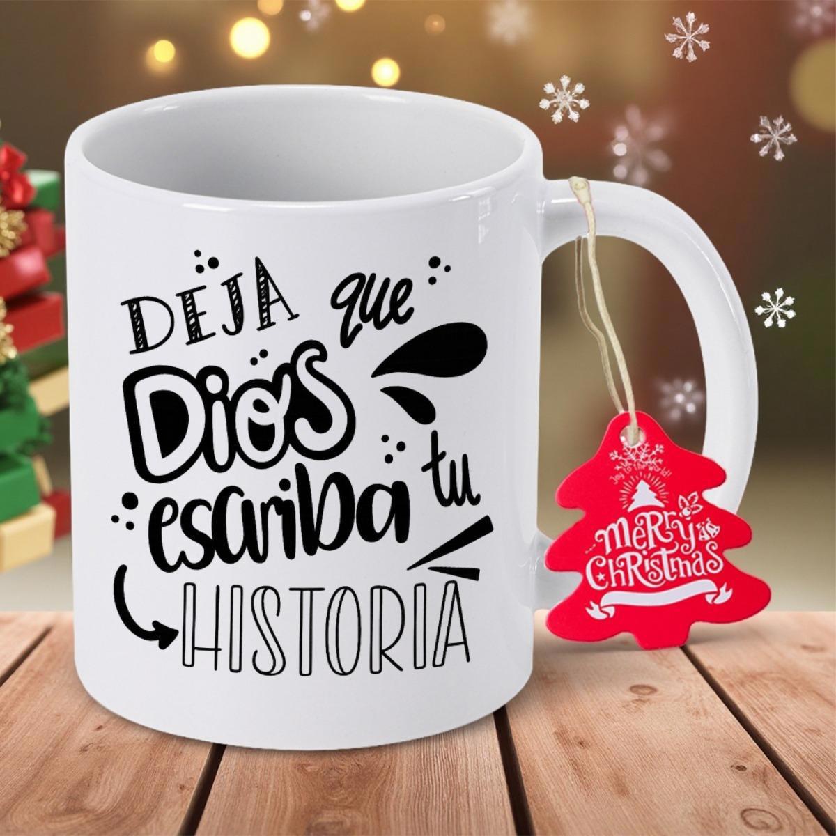 Tailorly White Ceramic 11 oz Mug - Merry Christmas Minimalist Black Artistic Strokes And Dots On