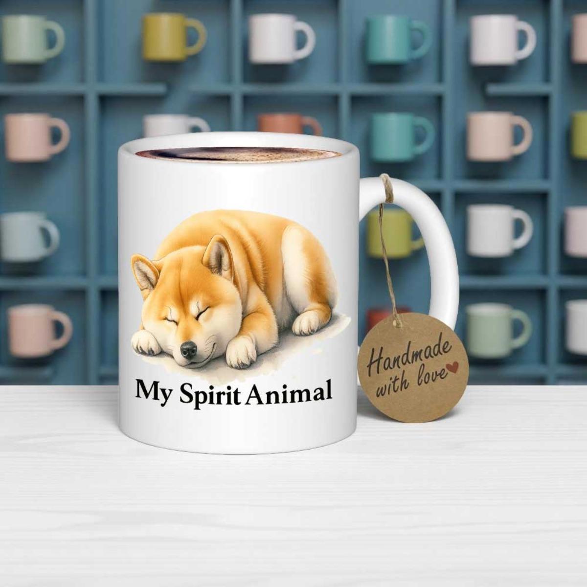Tailorly White Ceramic 11 oz Mug - My Spirit Animal Peaceful Sleeping Shiba Inu Resting Comfortably In A Serene State Dog