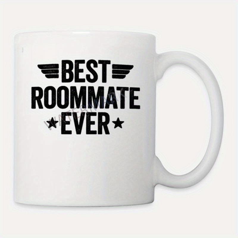 Tailorly White Ceramic 11 oz Mug - Best Roommate Ever Bold Lettering Between Stylized Wings And Small Symmetrical Stars Mug