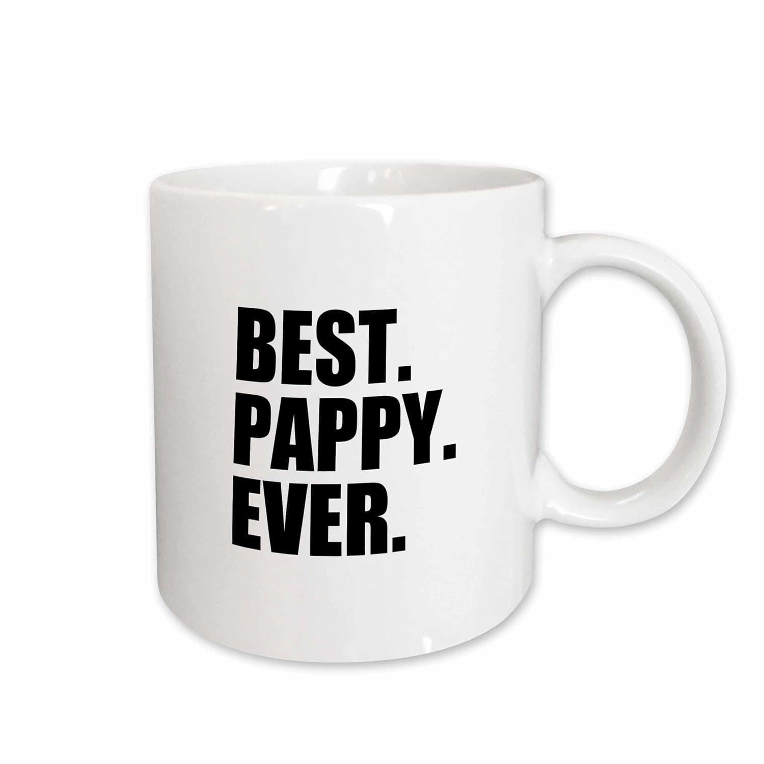 Tailorly White Ceramic 11 oz Mug - Best Pappy Ever Bold Black Minimalist Typography Printed On A Smooth
