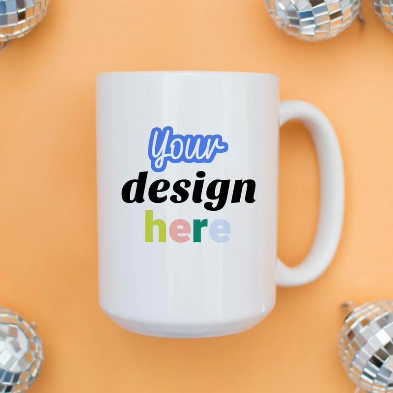Tailorly White Ceramic 11 oz Mug - Your Design Here Minimalist White Ceramic Coffee Cup Featuring A Smooth Glossy Finish Mug