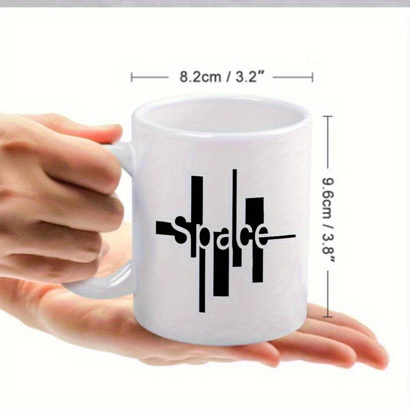Tailorly White Ceramic 11 oz Mug - Space Minimalist Abstract Vertical Black Bars Arranged In Linear Geometric Mug