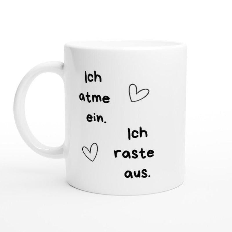 Tailorly White Ceramic 11 oz Mug - Minimalist Simple Black Line Drawing Hearts On A Heart