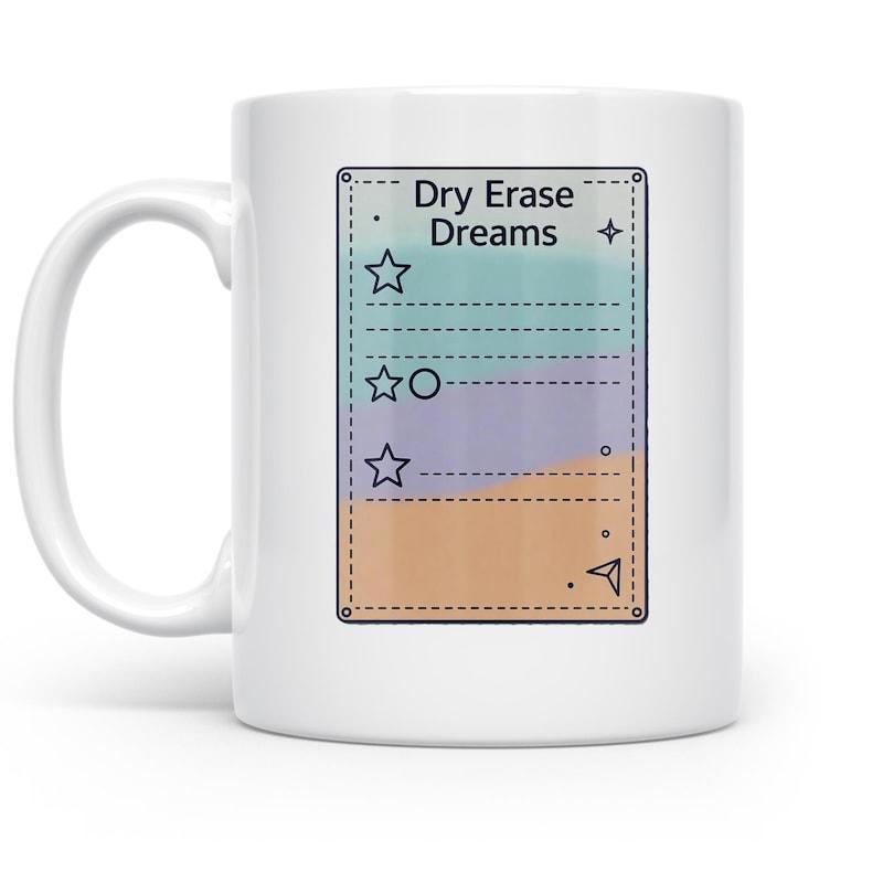 Tailorly White Ceramic 11 oz Mug - Dry Erase Dreams Pastel Gradient Notepad Pattern With Dotted Lines And Tiny Stars Mug