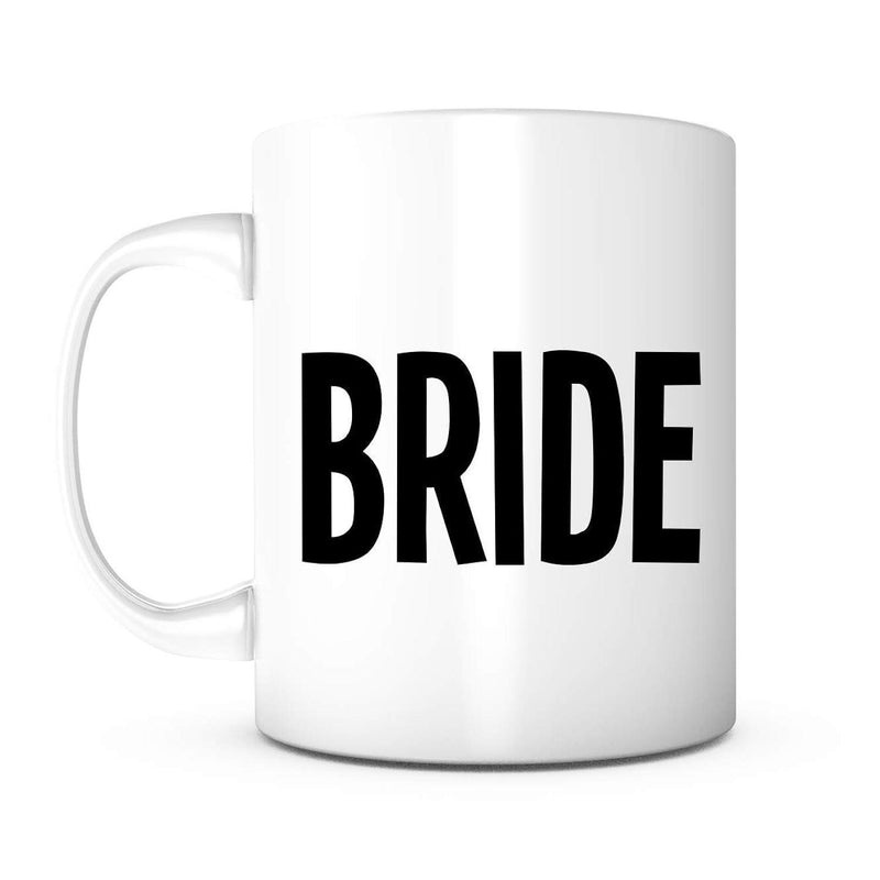 Tailorly White Ceramic 11 oz Mug - Bride Minimalist Ceramic Surface Featuring Bold Black Block Lettering On A Sleek
