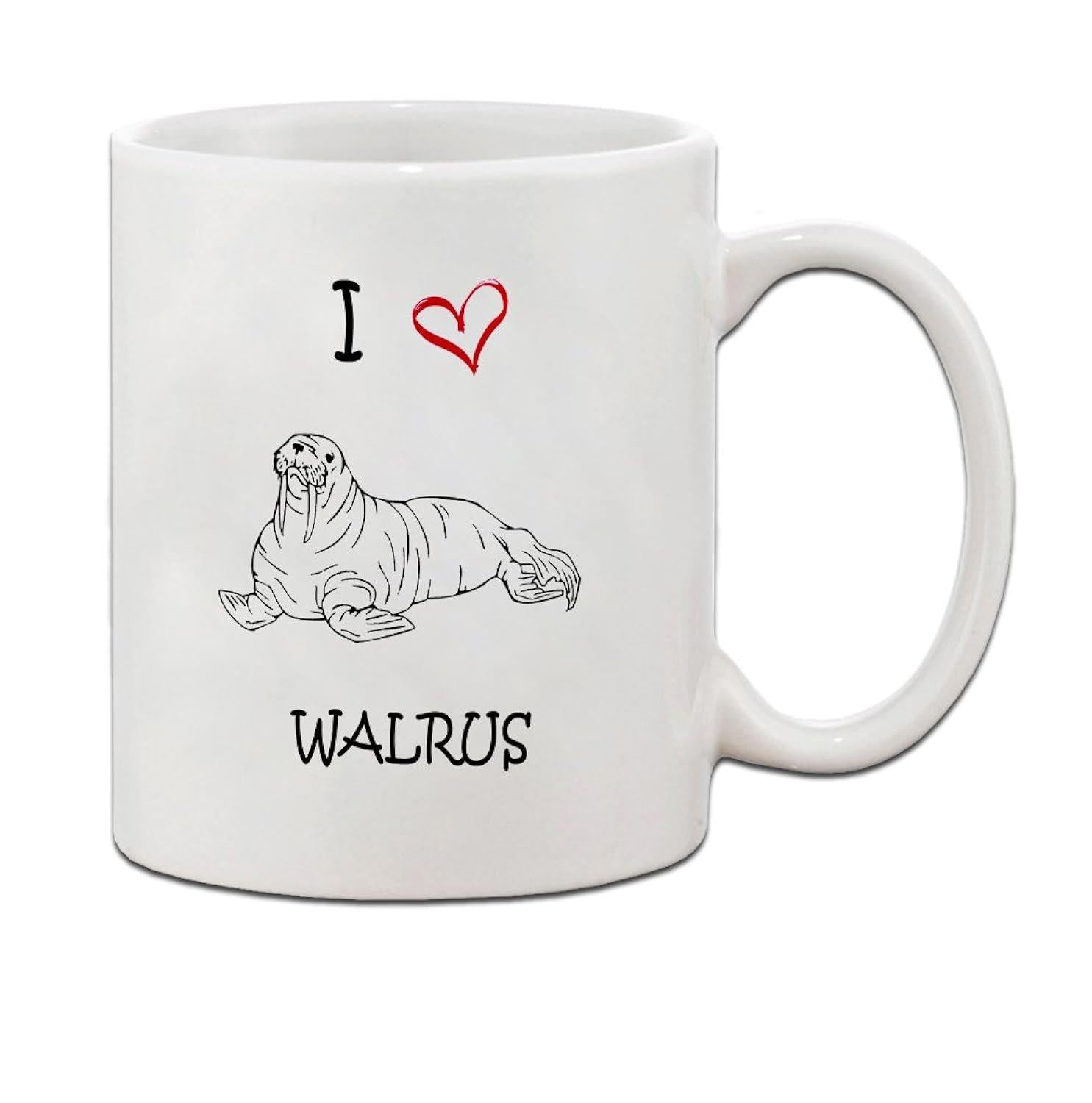 Tailorly White Ceramic 11 oz Mug - I Walrus Simple Hand Drawn Sketch Of A Resting Marine Animal Walrus