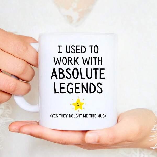 Tailorly White Ceramic 11 oz Mug - I Used To Work With Absolute Legends Yes They Bought Me This Mug Simple Radiant Yellow Smiling Star Design Mug