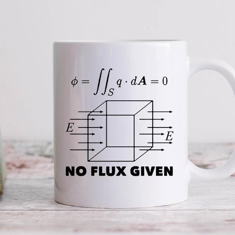 Tailorly White Ceramic 11 oz Mug - No Flux Given Mathematical Physics Equations Representing Magnetic Field Lines Flowing Through A Transparent Cube