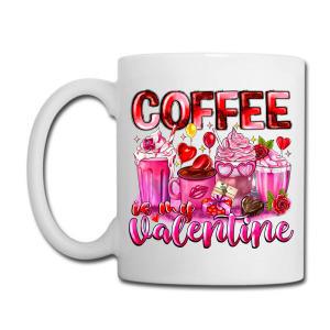 Tailorly White Ceramic 11 oz Mug - Coffee Be My Valentine Assorted Pink Shakes And Sweet Treats Surrounded By Romantic Valentine Hearts Drink