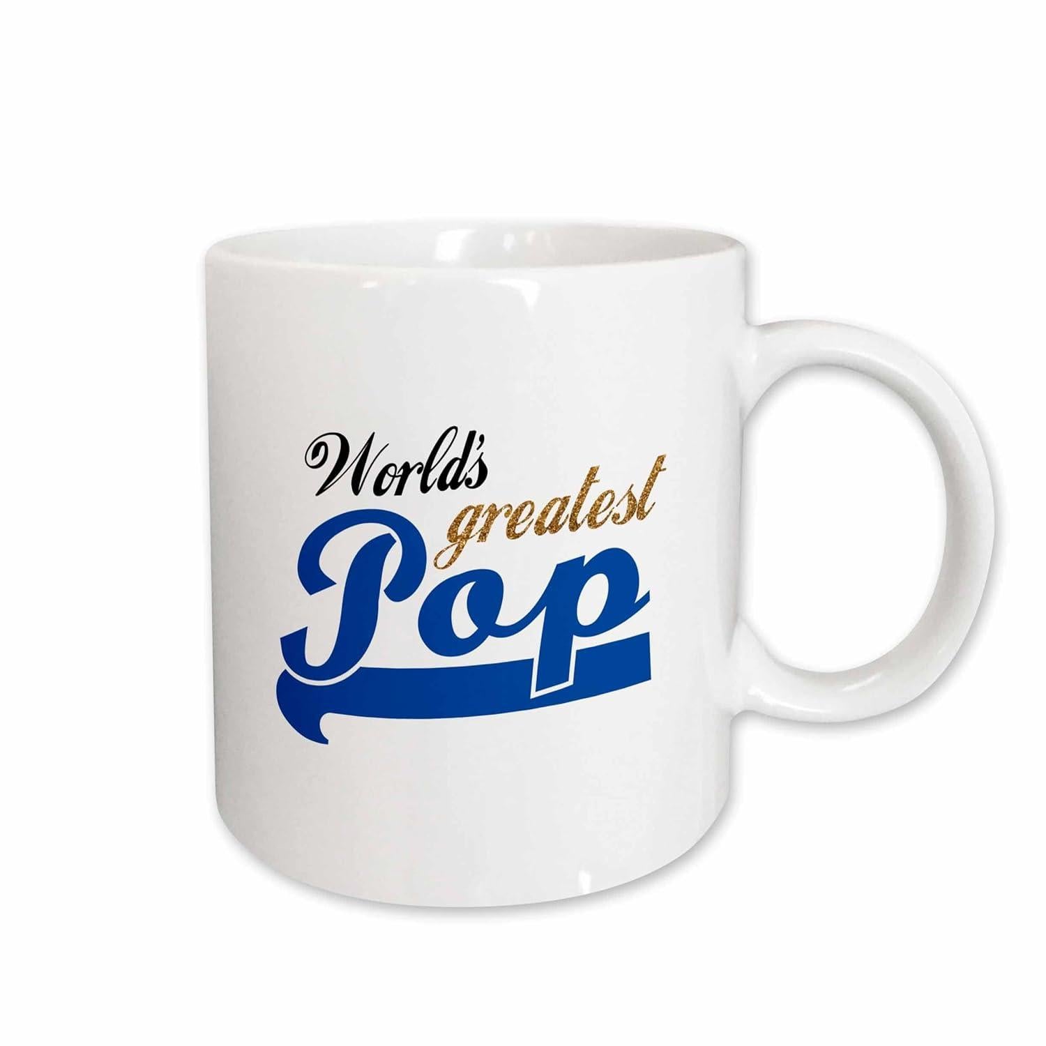 Tailorly White Ceramic 11 oz Mug - Worlds Greatest Pop Elegant Cursive Script Text Printed Upon A Classic