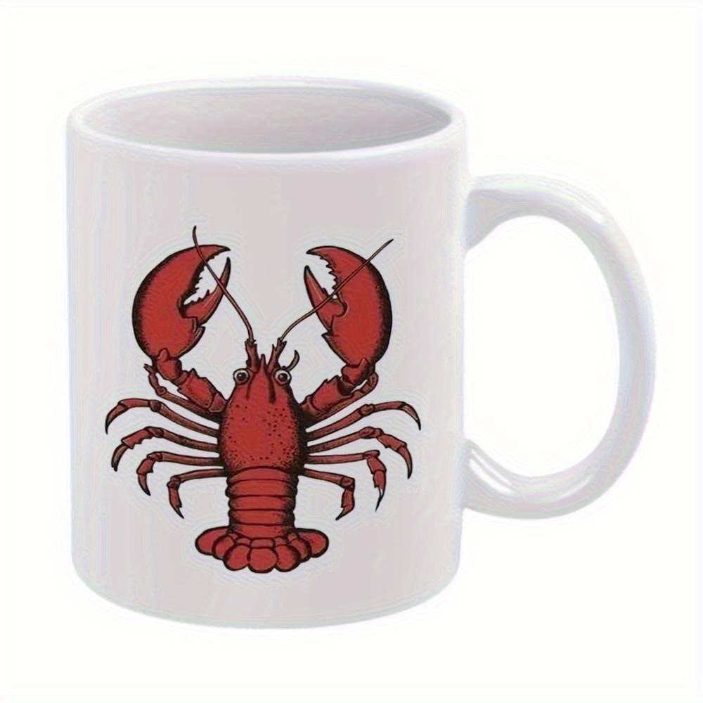 Tailorly White Ceramic 11 oz Mug - Detailed Red Ocean Creature With Large Claws And Symmetrical Segments Lobster