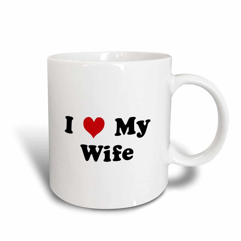 Tailorly White Ceramic 11 oz Mug - I My Wife Simple Red Heart Symbol Printed On A Pure