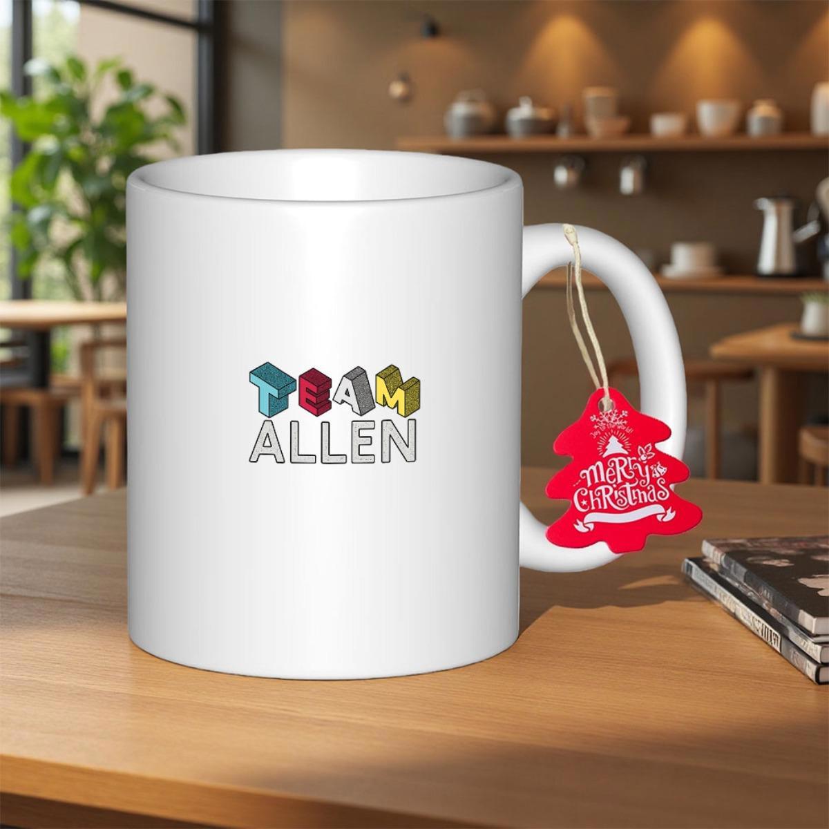 Tailorly White Ceramic 11 oz Mug - Team Allen Colorful Three Dimensional Block Style Graphics On A Ceramic Mug