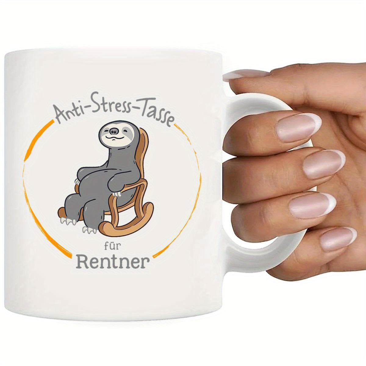 Tailorly White Ceramic 11 oz Mug - Peaceful Cartoon Sloth Resting In A Traditional Wooden Rocking Chair Sloth