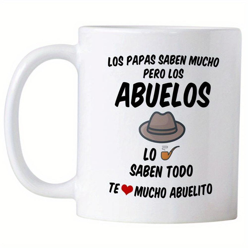 Tailorly White Ceramic 11 oz Mug - Classic Brown Fedora With Smoking Pipe And Small Red Heart Artistic Hat